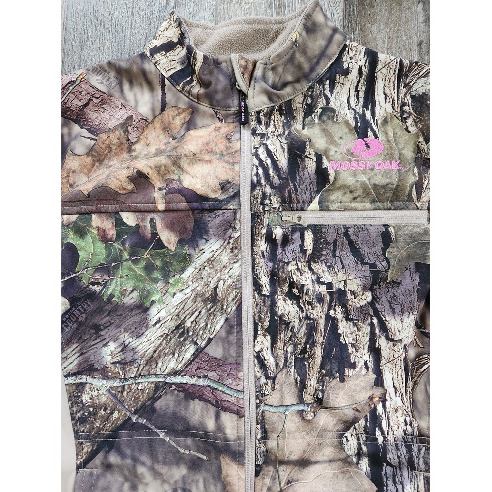 Women's Mossy Oak Hunting Jacket Camouflage Softshell Full Zip Fleece Lined M - Picture 2 of 14